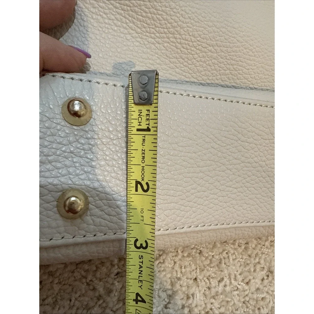 Viola Gigli Purse Pebbled Almond Bone Genuine Leather Made In‎ Italy Adj Strap
